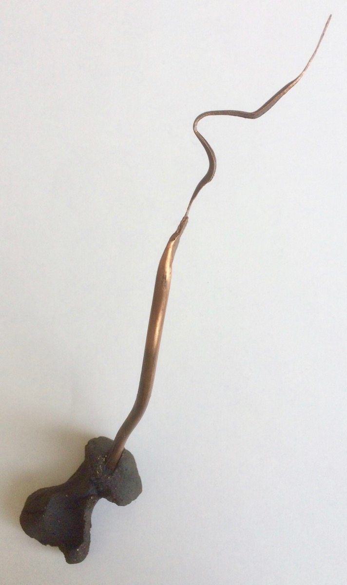 Small prong form. black stoneware and copper. 2017