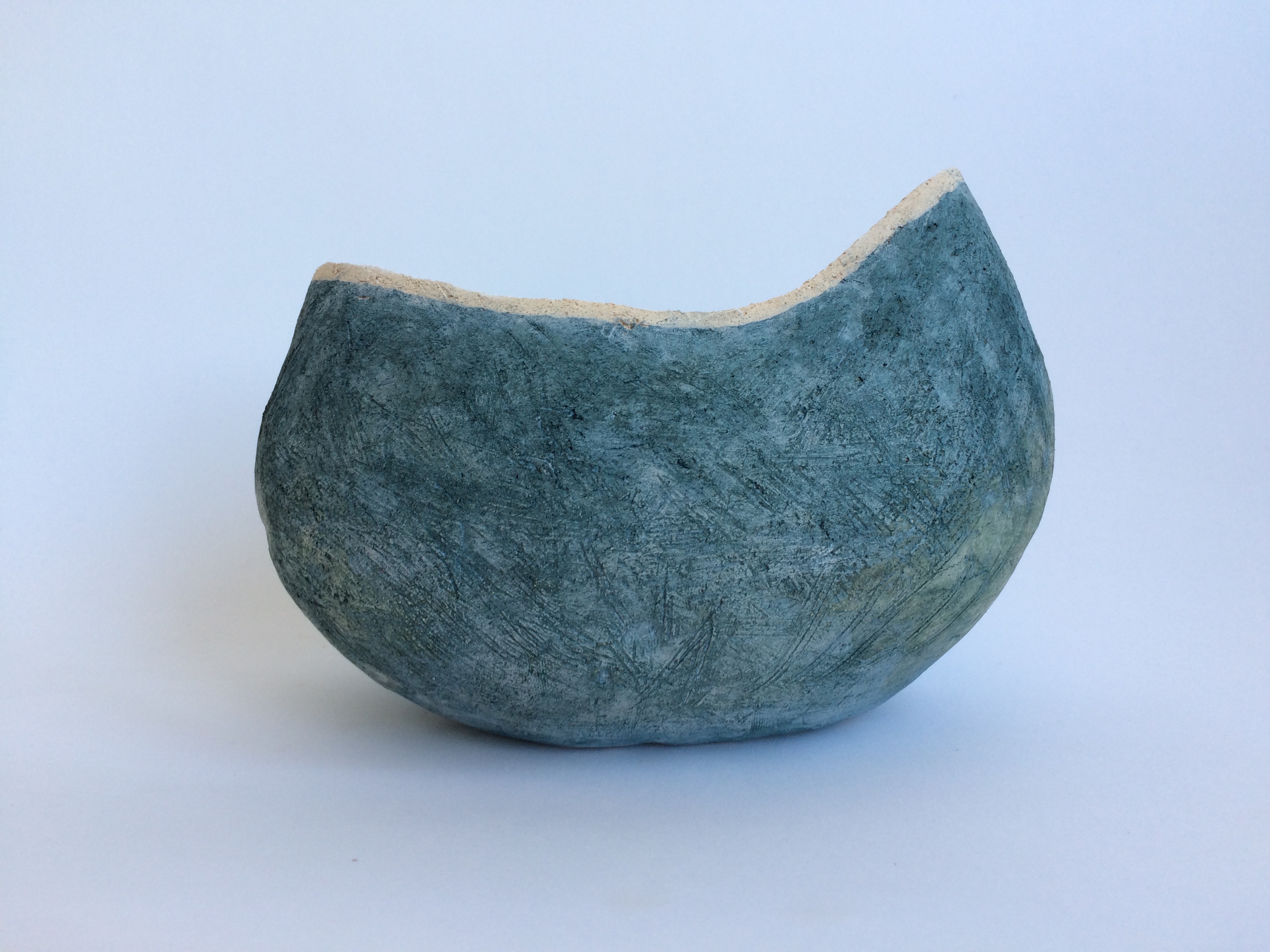 Blue shell form. Crank, cobalt oxide and coloured slip 2018