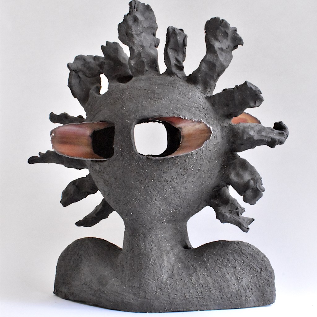 Visor - Black stoneware and copper Head. An all seeing creator.